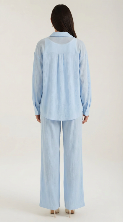 Amber Cotton Button-Down Set