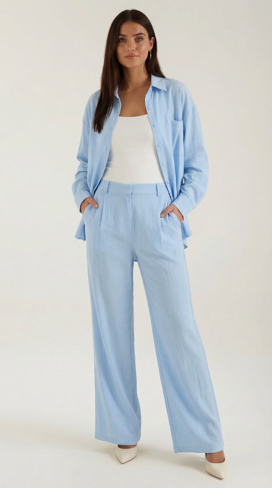 Amber Cotton Button-Down Set