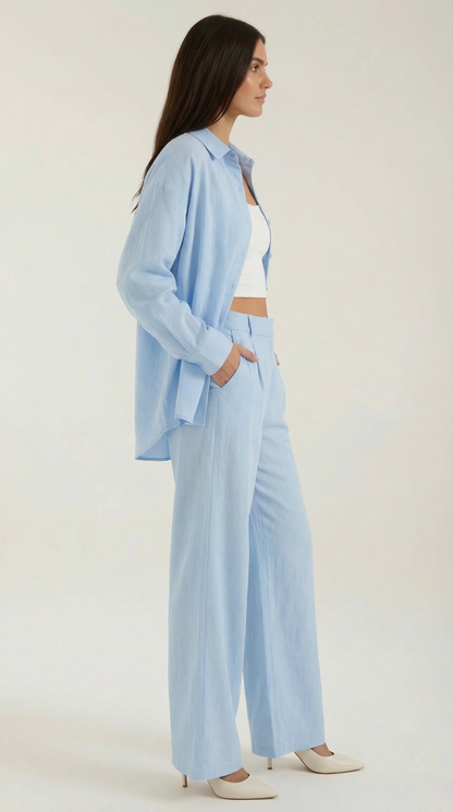Amber Cotton Button-Down Set