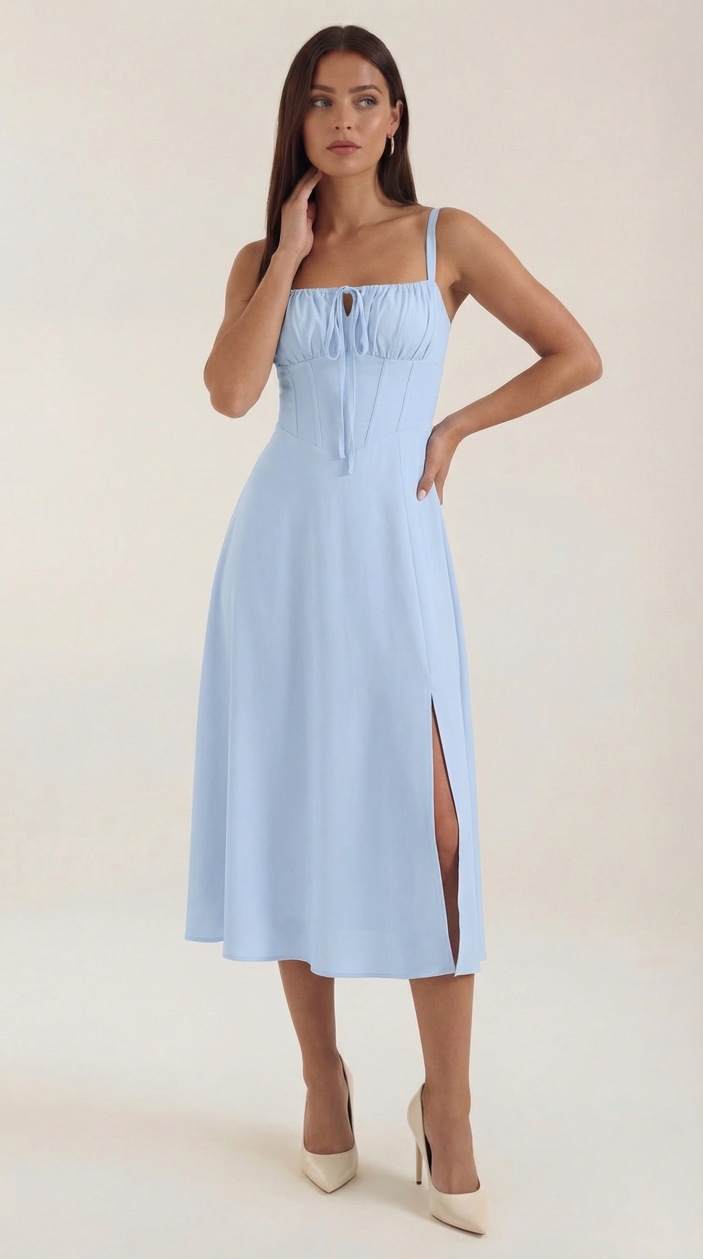 Jade Lace-Up Midi Dress