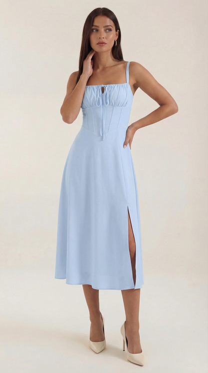 Jade Lace-Up Midi Dress