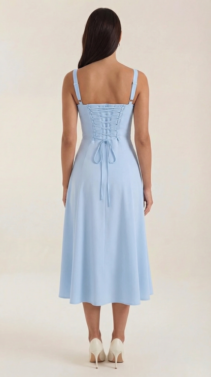 Jade Lace-Up Midi Dress