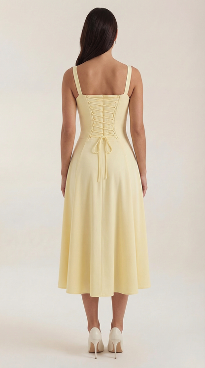 Jade Lace-Up Midi Dress