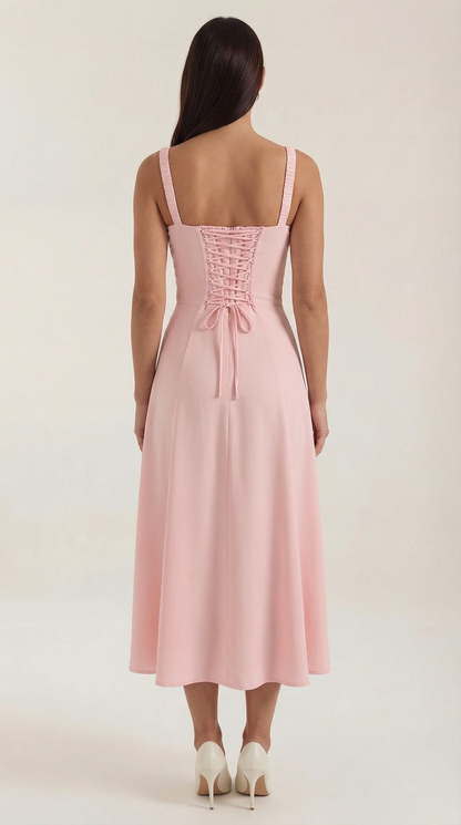 Jade Lace-Up Midi Dress