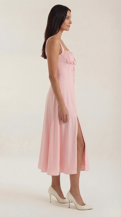 Jade Lace-Up Midi Dress
