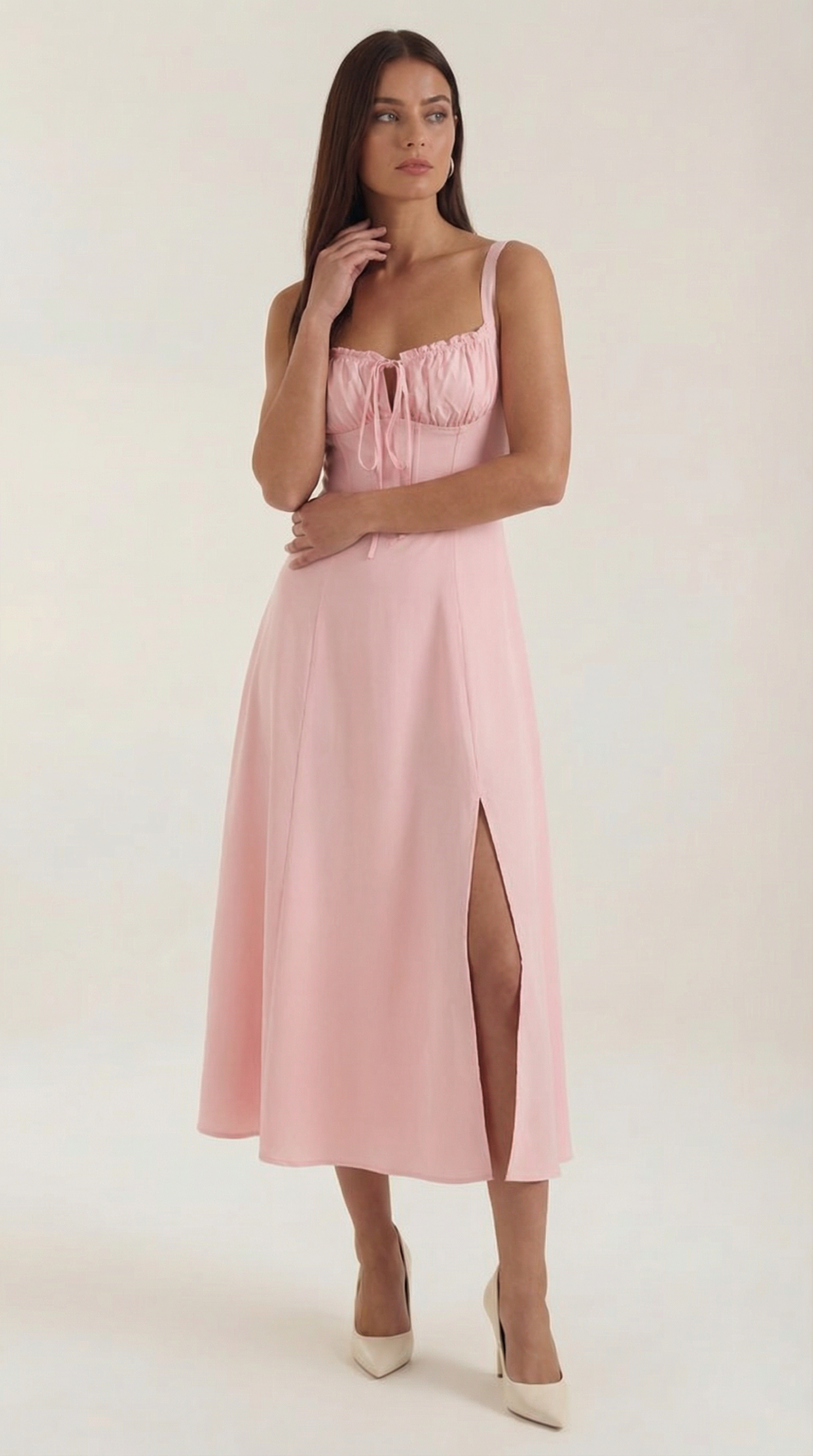 Jade Lace-Up Midi Dress