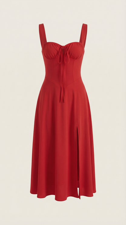 Jade Lace-Up Midi Dress