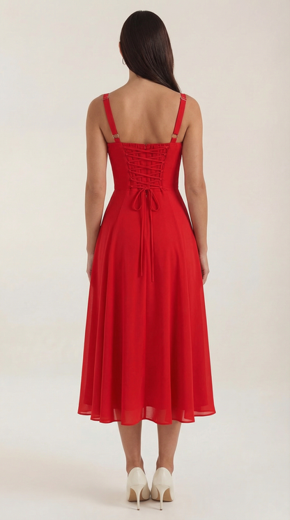 Jade Lace-Up Midi Dress