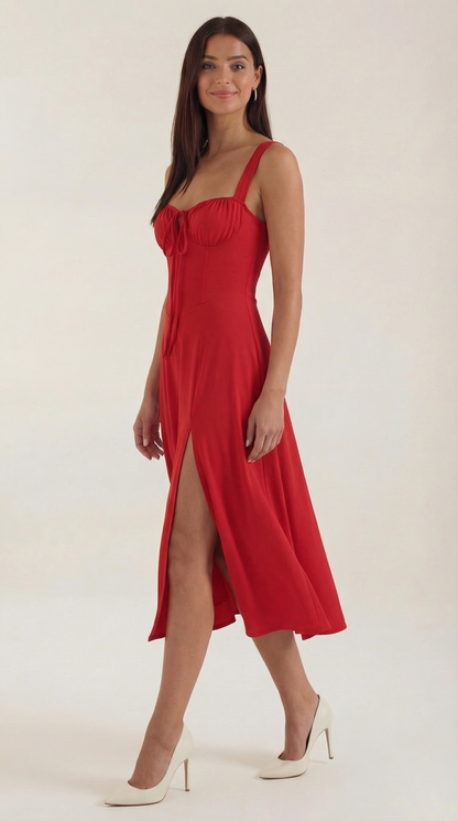 Jade Lace-Up Midi Dress