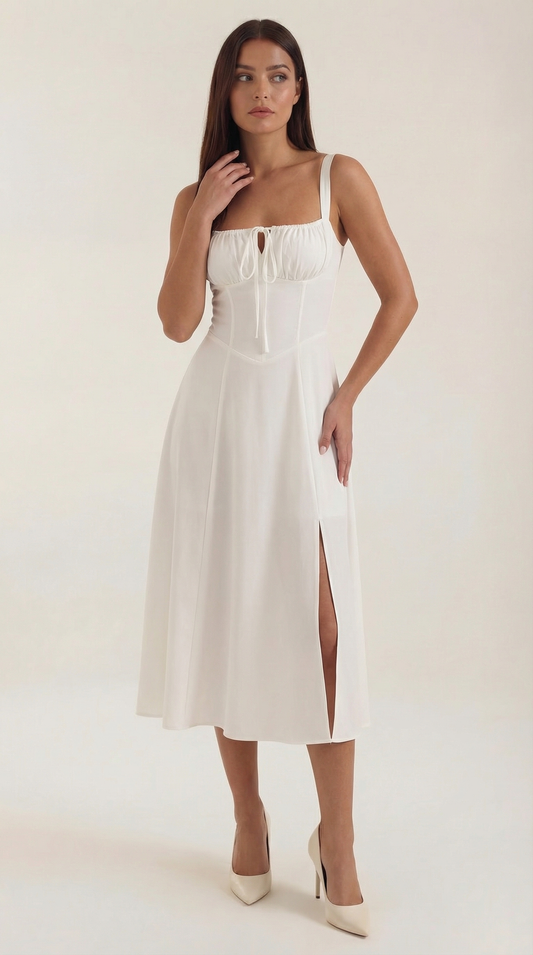 Jade Lace-Up Midi Dress