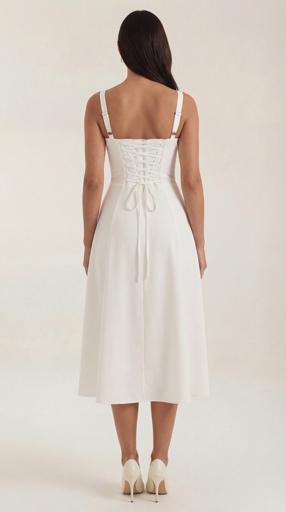 Jade Lace-Up Midi Dress