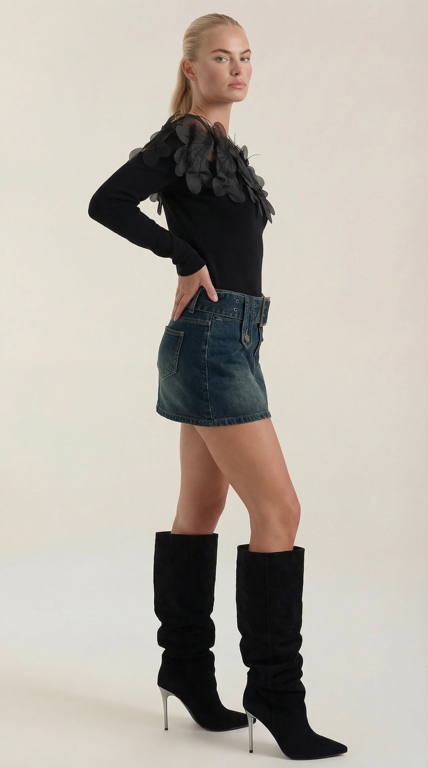 Marguerite Feather-Trim Knit Sweater