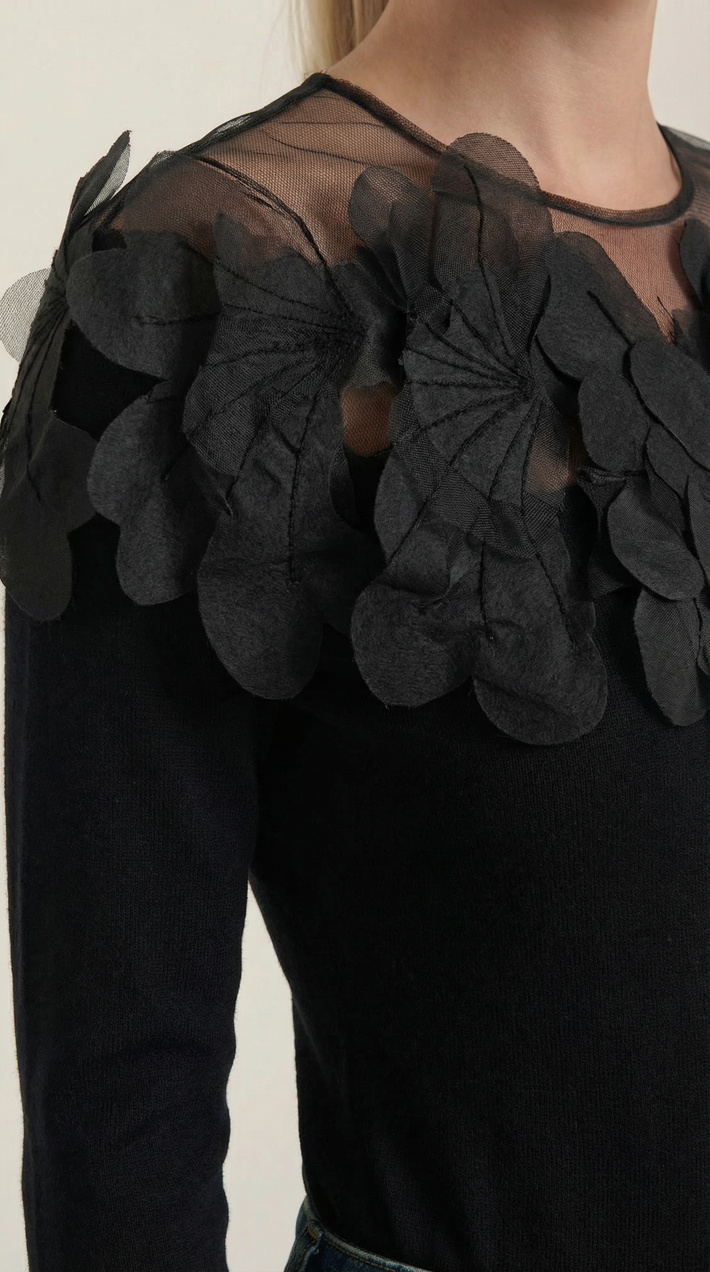 Marguerite Feather-Trim Knit Sweater