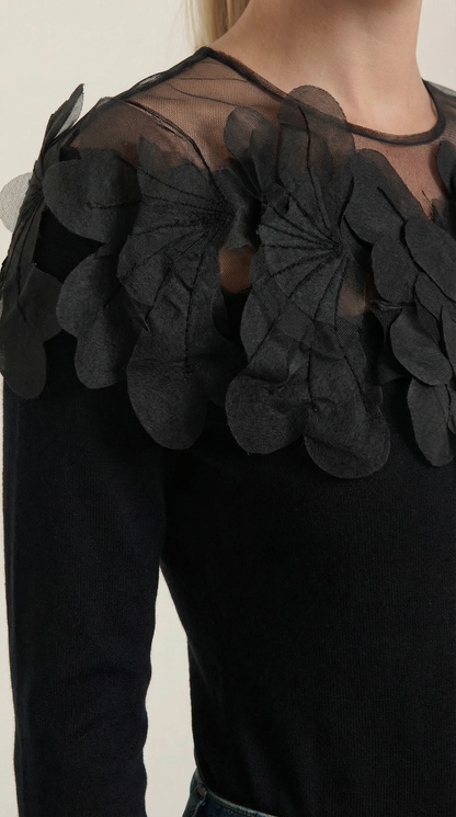 Marguerite Feather-Trim Knit Sweater