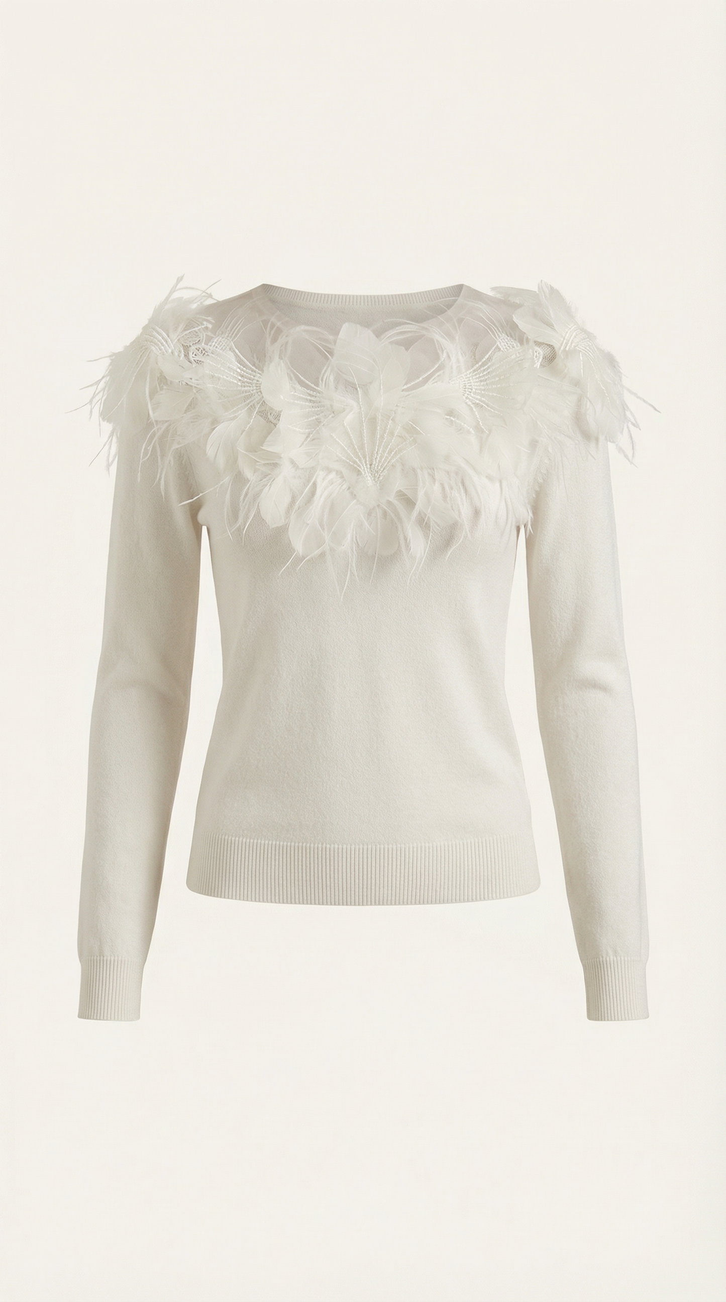Marguerite Feather-Trim Knit Sweater