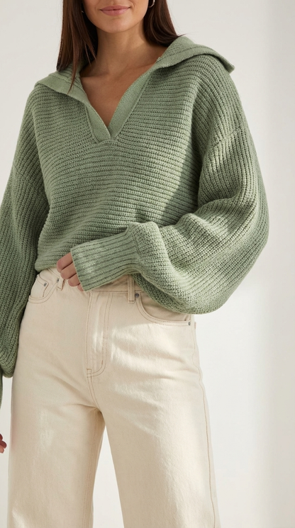 Pauline Collared Chunky Knit Sweater